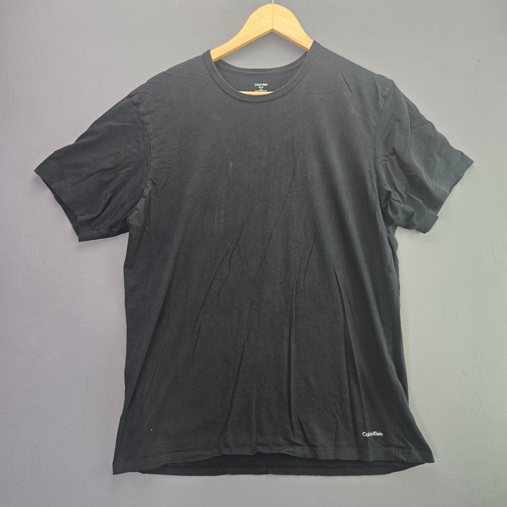 Calvin Klein T-Shirt Slim Fit Size L Black Cotton Crew Neck Short Sleeve Logo